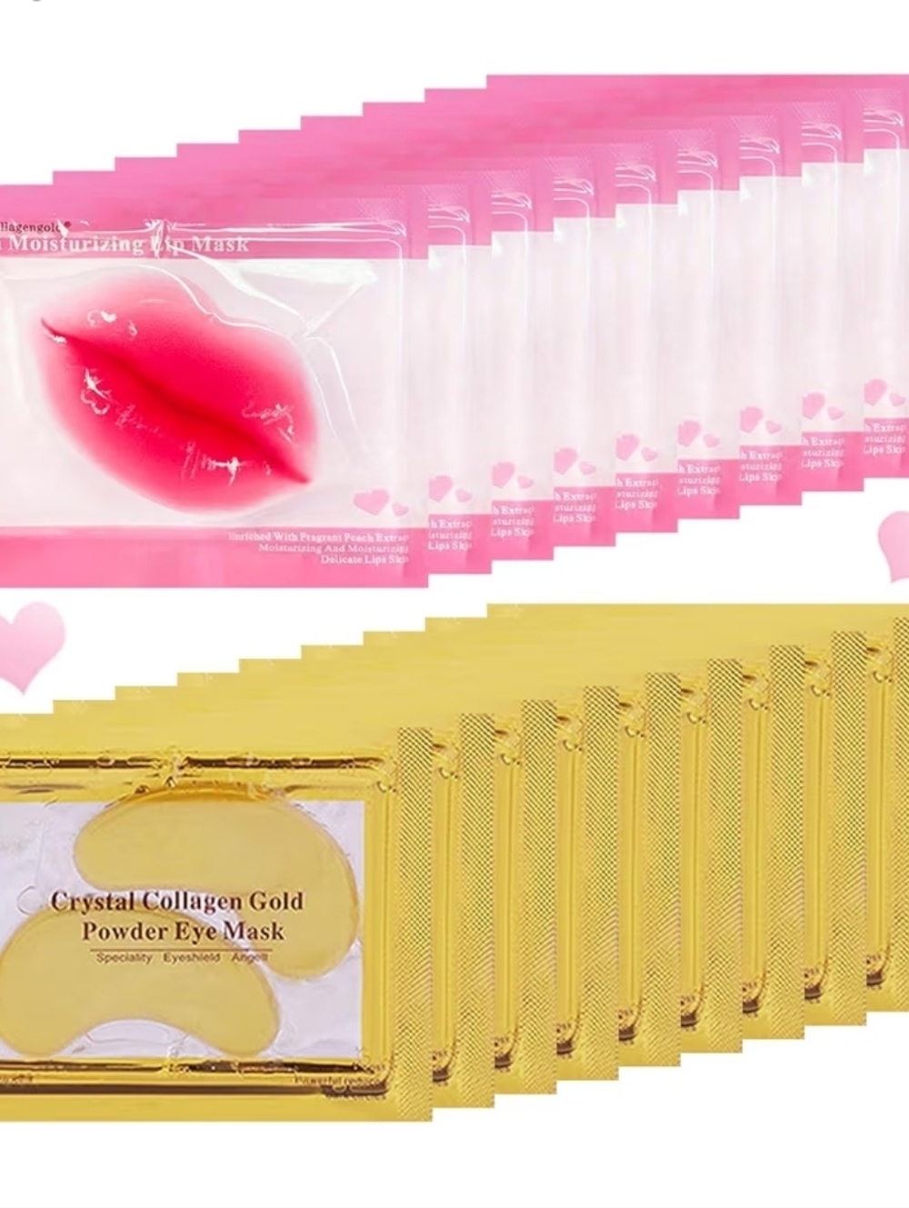 Hydrating Lip and Gold Eye Mask Duo - Pink Lip Mask & Gold Eye Patches